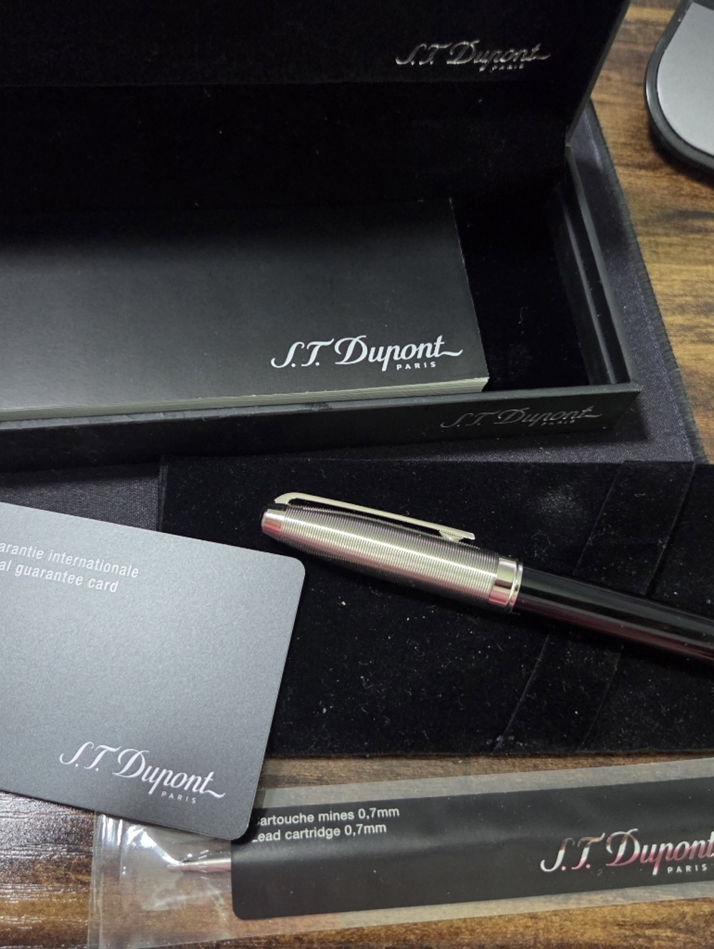 S.T. Dupont Black and Silver Ballpoint Pen